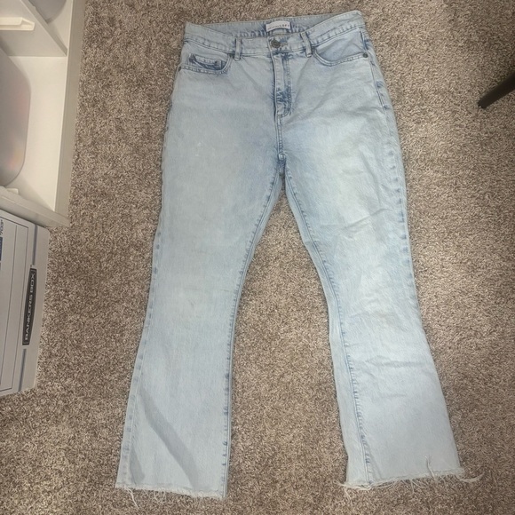LOFT High Waist Kick Crop Distressed Hem Jeans - Picture 4 of 8